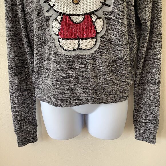 Hello Kitty Sequin Grey McBling Sanrio Kawaii Cutecore Lightweight Sweater Small - Picture 4 of 12